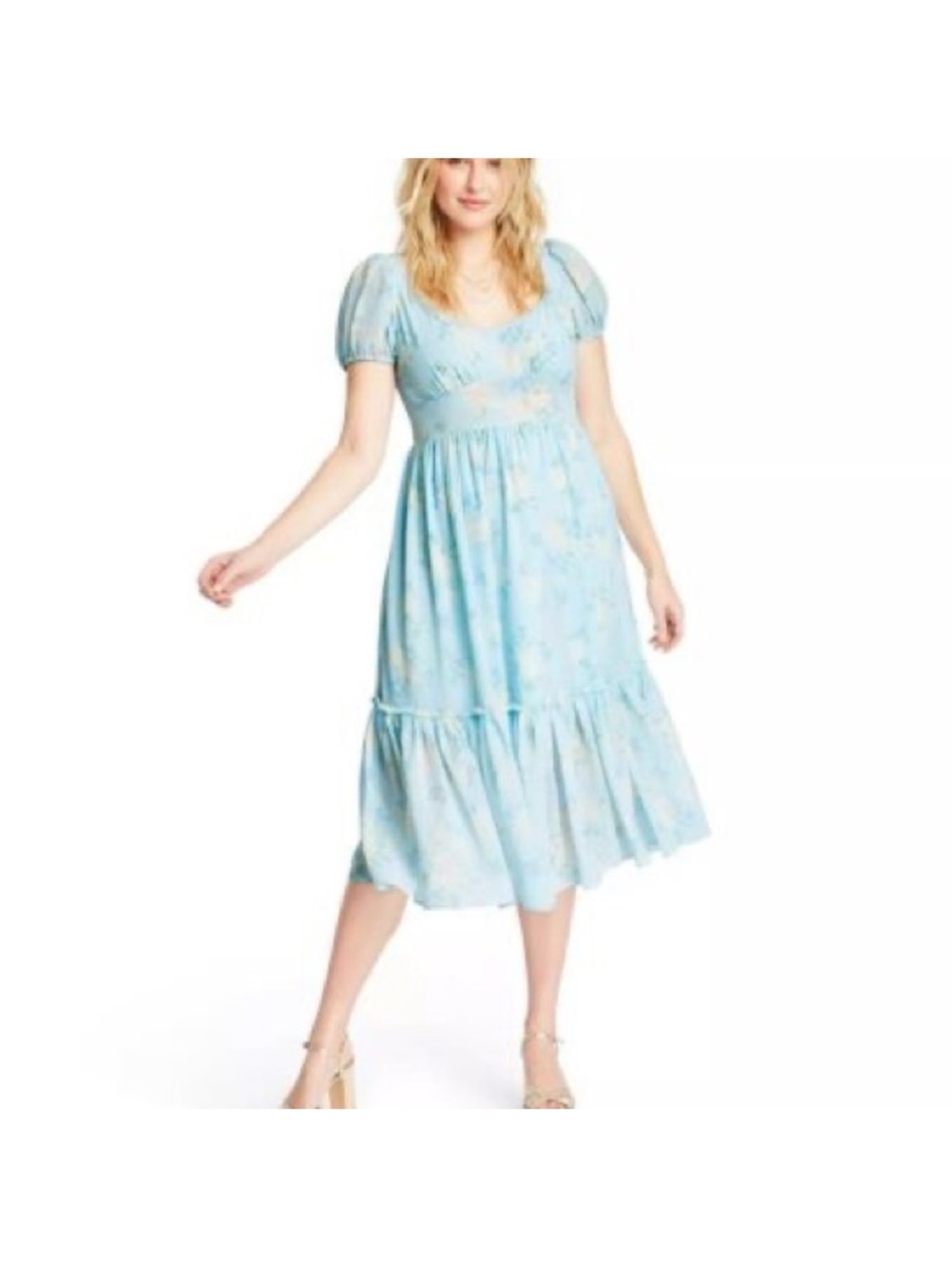 LoveShackFancy Blue Floral Midi Dress
